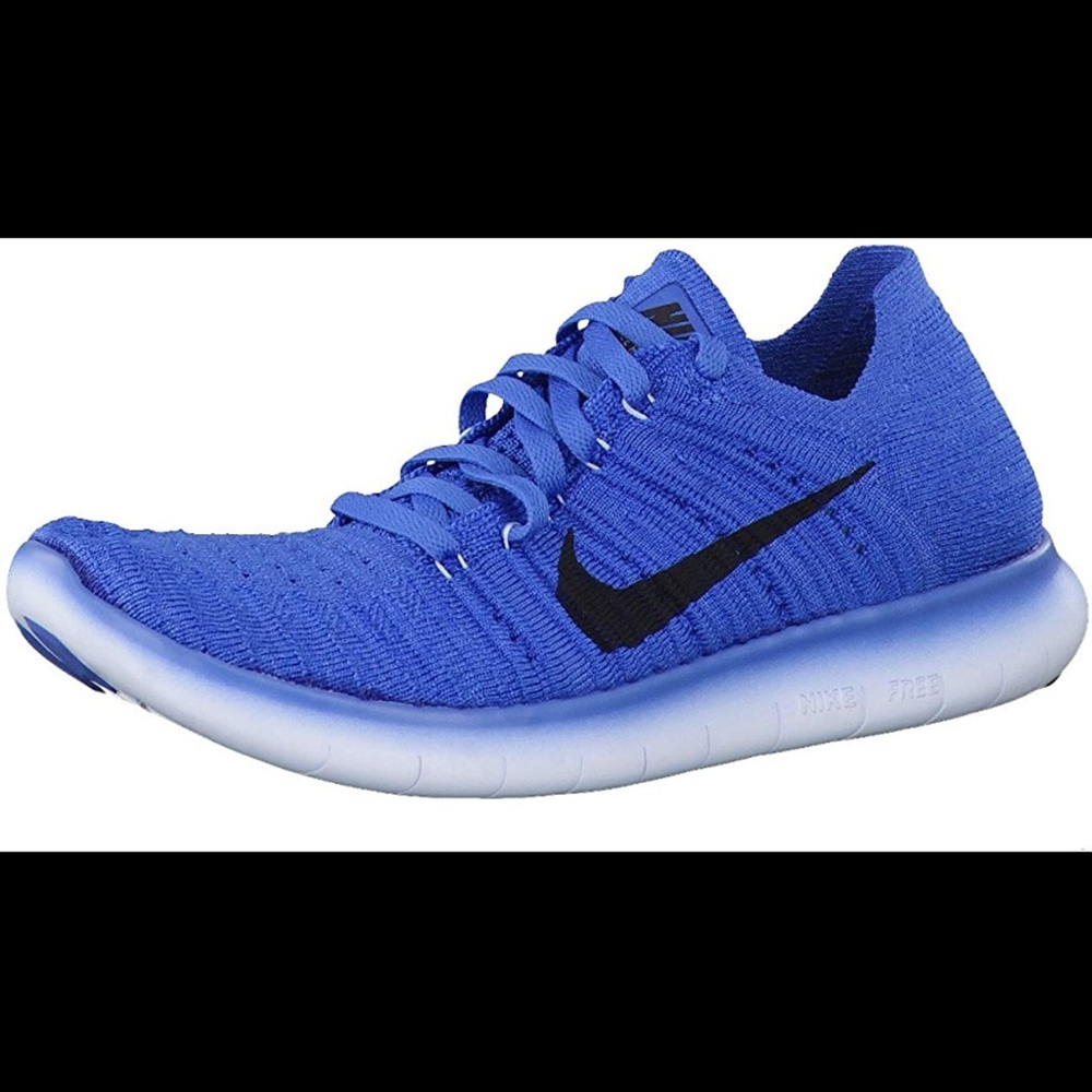 Nike Free RN 4.0 Laser Blue Black Flyknit Athletic Running Shoes Trainers WMNS 9 - Picture 4 of 7